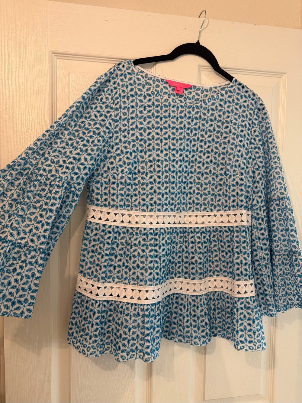 Lilly Pulitzer Zazie Eyelet Top In Mr Peacock Blue Zanzibar Eyelet